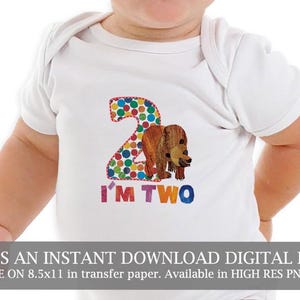 brown bear / brown bear/ birthday / shirt / printable / tshirt / iron on / transfer / I&#39;m Two / second / 2nd / instant / download / digital