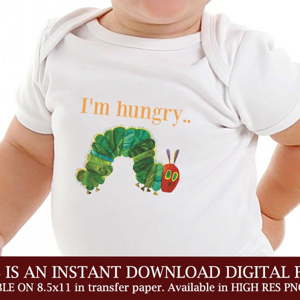 Very hungry caterpillar iron on shirt printable // Very hungry caterpillar birthday outfit // hungry caterpillar birthday shirt / age one