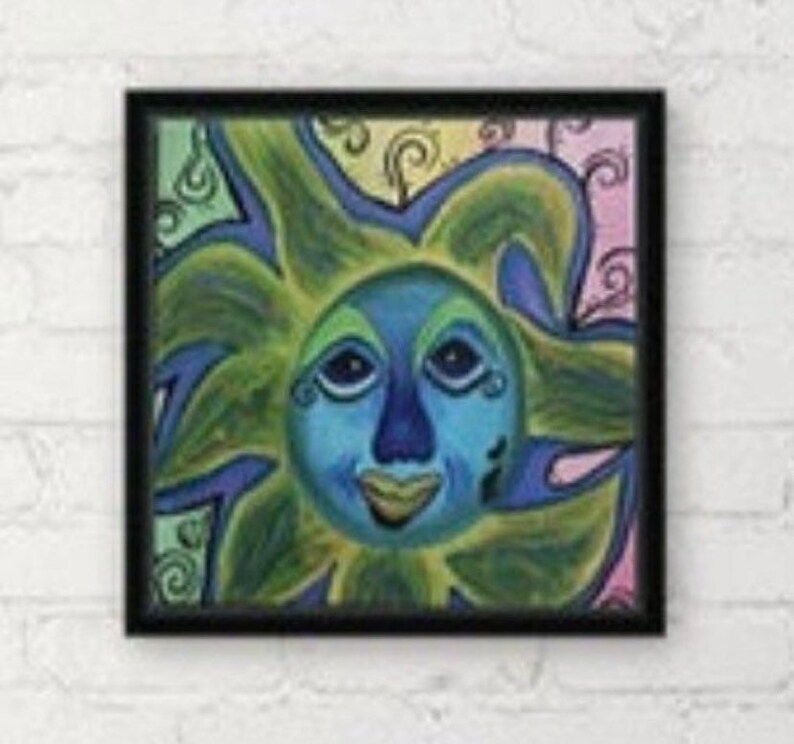 Sun Face Painting Canvas Print Good Vibes House And Wall Etsy