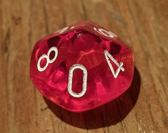 d10 Knob Translucent Cherry with White Numbers