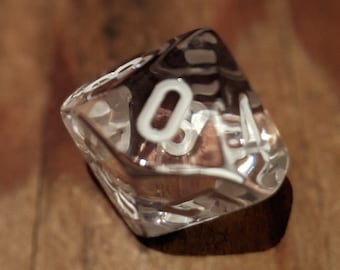 d10 knob Clear with White Numbers