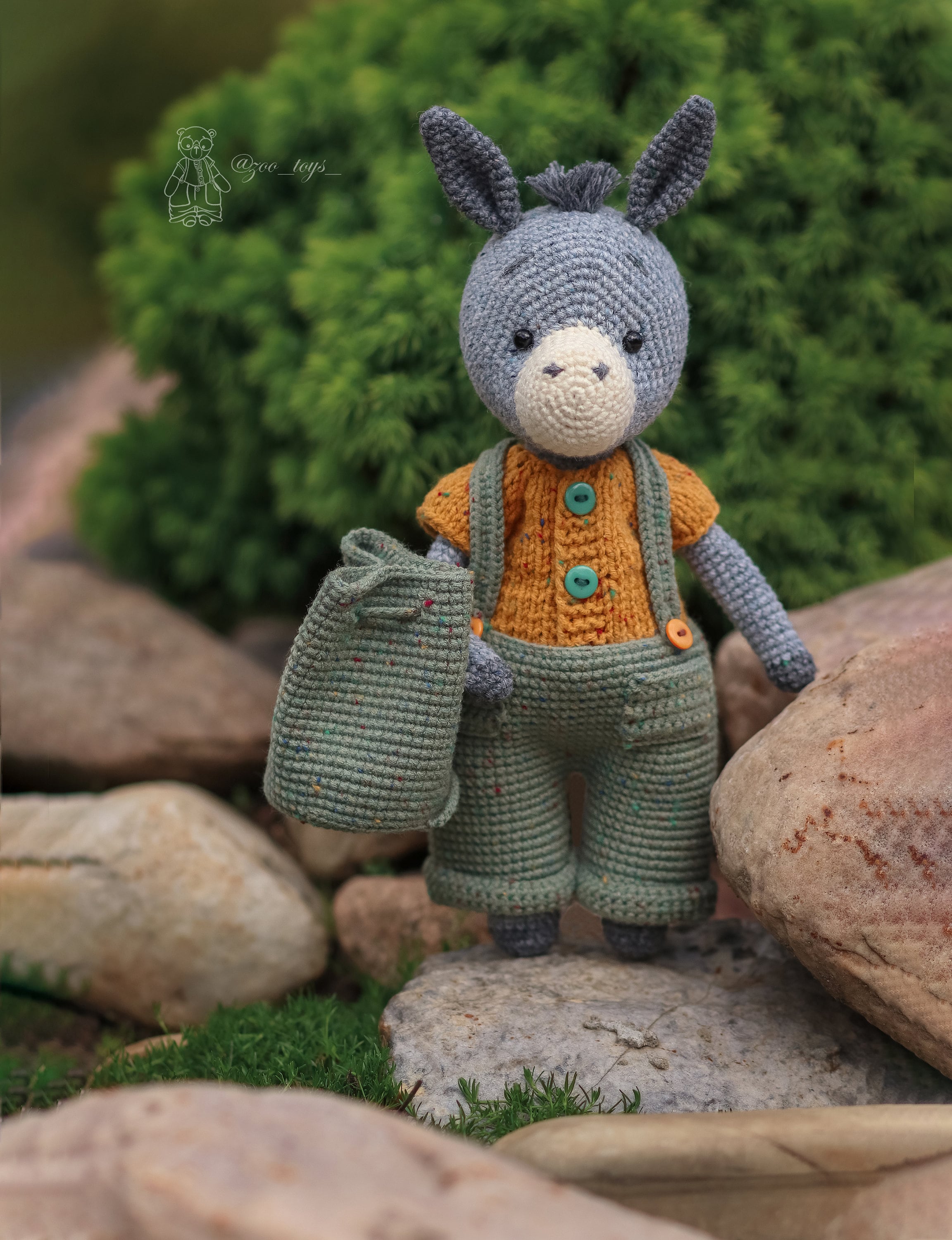 Crochet pattern cute donkey. Amigurumi crochet animals