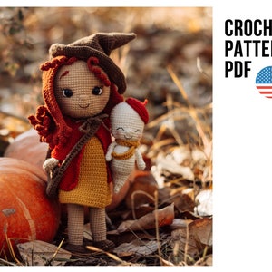 Crochet Halloween amigurumi witch and ghost pattern, PDF pattern in English