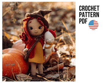 Crochet Halloween amigurumi witch and ghost pattern, PDF pattern in English