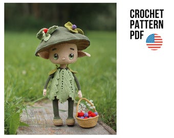 Doll fairy crochet Pattern. Crochet forest fairy