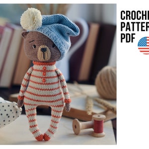 Amigurumi cute bear in pajamas or pants, PDF ENGLISH crochet pattern