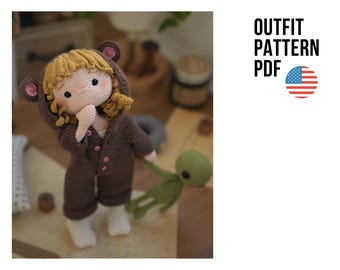Little teddy pajamas for the cute Senya doll PDF ENGLISH pattern