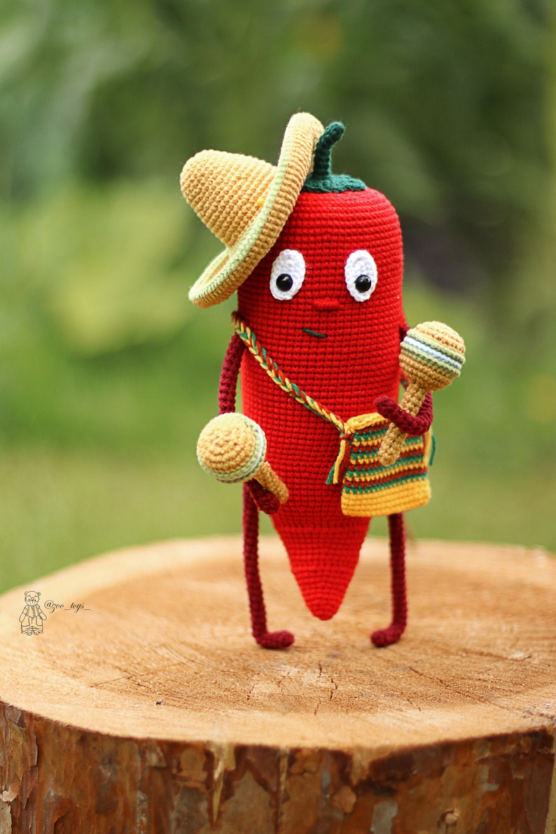 CHILI PEPPER Crochet Pattern PDF. Amigurumi hot pepper pattern. Crochet chili pattern. Vegetables crochet patterns. Food crochet patterns image 5