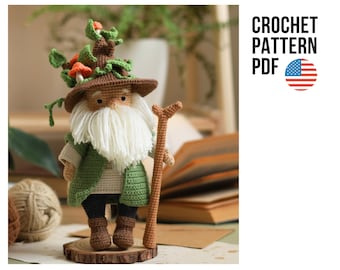Amigurumi Forest Spirit Doll Crochet Pattern, Old Man Toy (PDF)