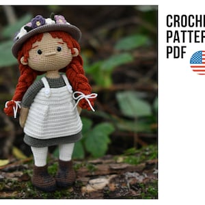 Cute crochet red-haired doll Anne, PDF ENGLISH pattern