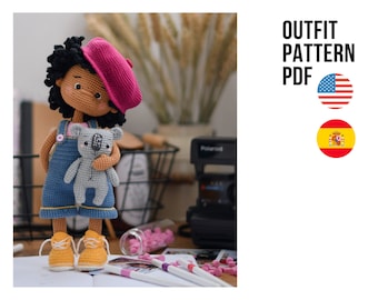 Crochet cute pants outfit and tiny koala doll for Pumpkin, PDF ENGLISH crochet pattern