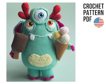 Amigurumi cute crochet monster pattern, Halloween toy pattern, PDF patterns in  English