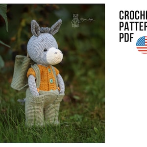 Crochet pattern cute donkey. Amigurumi crochet animals image 1