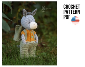 Crochet pattern cute donkey. Amigurumi crochet animals