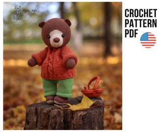 Crochet Pattern teddy bear in the sweater. Sweater knitting pattern. Teddy bear handmade
