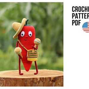 CHILI PEPPER Crochet Pattern PDF. Amigurumi hot pepper pattern. Crochet chili pattern. Vegetables crochet patterns. Food crochet patterns image 1