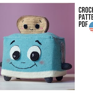 Crochet toaster pattern - amigurumi toy toaster and bread pattern, PDF pattern in English
