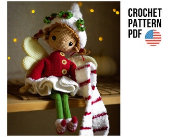 Amigurumi Christmas cute fairy doll crochet pattern, pdf English tutorial
