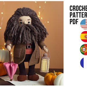 Amigurumi cute forester crochet doll pattern, PDF English Spanish Portuguese French tutorial