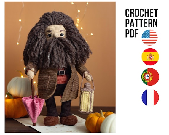 Amigurumi cute forester crochet doll pattern, PDF English Spanish Portuguese French tutorial