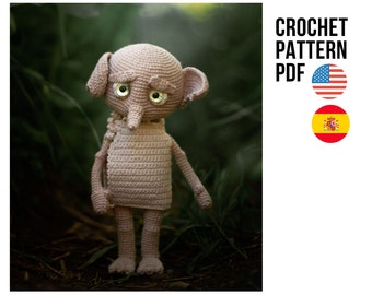 Amigurumi cute elf crochet pattern, doll pdf English Spanish tutorial