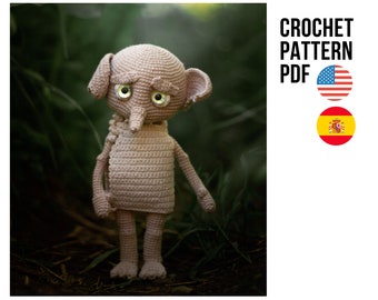 Amigurumi lindo patrón de elfo a crochet, muñeca pdf inglés español tutorial