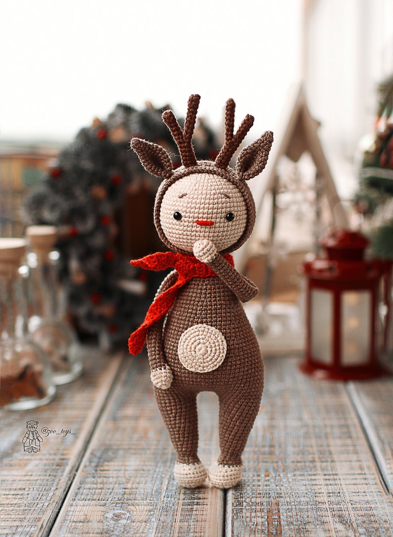 Crochet deer pattern, Christmas reindeer, Amigurumi animals image 3