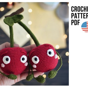 Amigurumi cute toys brothers crazy cherries, PDF ENGLISH crochet pattern