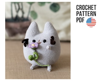 Amigurumi cute kitten Muffin crochet animal pattern, cat toy pdf English tutorial