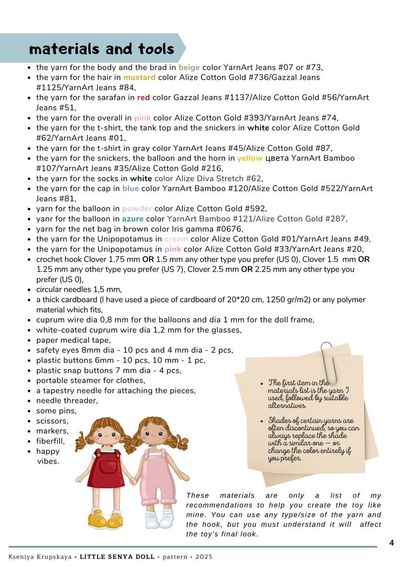 Amigurumi doll crochet pattern Senya & Anuta | cute girl doll with outfit PDF image 2