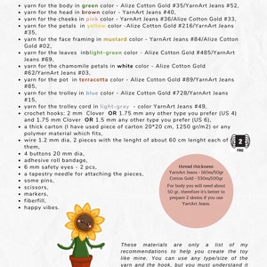 Amigurumi cute smiling sunflower, PDF ENGLISH SPANISH crochet pattern image 3