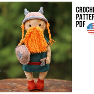 Crochet viking pattern. Scandinavian viking amigurumi. Crochet doll