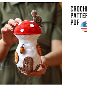 Crochet pattern cute mushroom house. Crochet pattern forest house