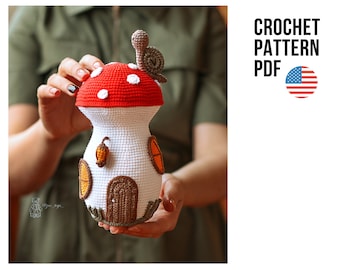 Crochet pattern cute mushroom house. Crochet pattern forest house