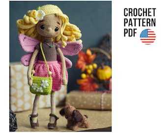 Amigurumi Summer Flower cute fairy doll crochet pattern, pdf English tutorial