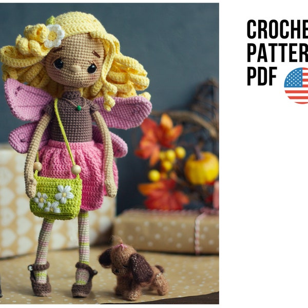 Amigurumi Summer Flower cute fairy doll crochet pattern, pdf English tutorial
