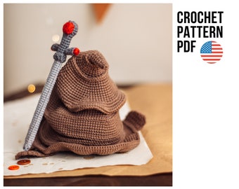 Cute crochet hat and sword pattern amigurumi accessories pattern, pdf English tutorial