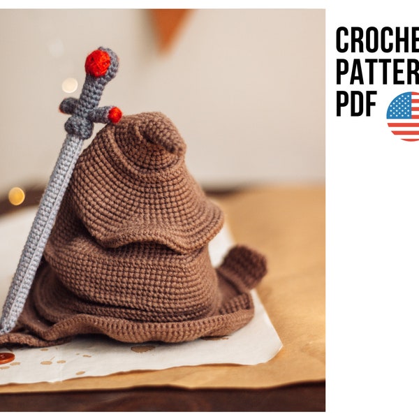 Cute crochet hat and sword pattern amigurumi accessories pattern, pdf English tutorial