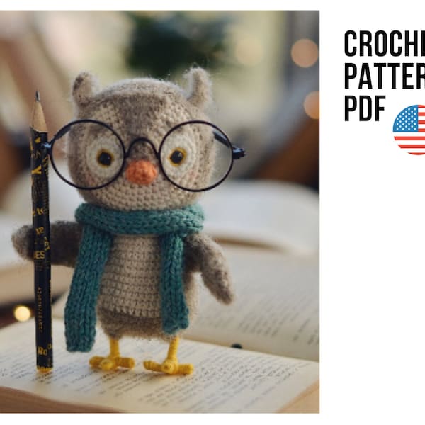 Amigurumi mignon petit hibou, PDF patron crochet & tricot ANGLAIS