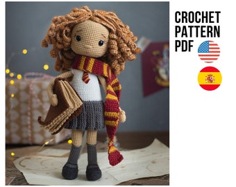 Amigurumi lindo patrón de bruja a crochet, muñeca pdf inglés español tutorial