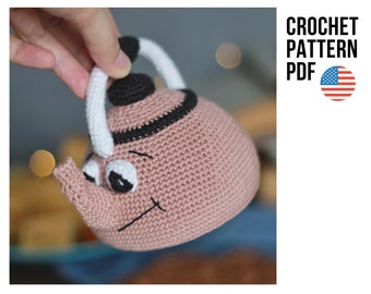 Amigurumi teapot crochet pattern for toy, PDF ENGLISH pattern