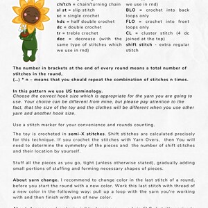 Amigurumi cute smiling sunflower, PDF ENGLISH SPANISH crochet pattern image 2