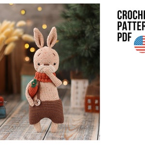 Crochet pattern funny bunny with long ears. Awesome crochet bunny