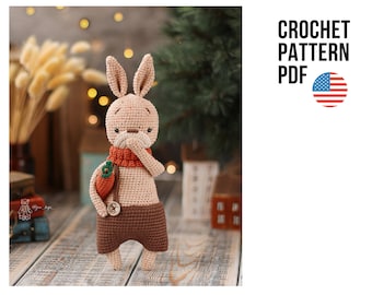 Crochet pattern funny bunny with long ears. Awesome crochet bunny