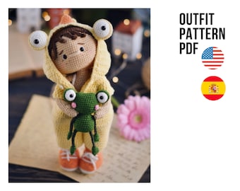Crochet Chick jumpsuit for boy Flip, PDF ENGLISH SPANISH pattern