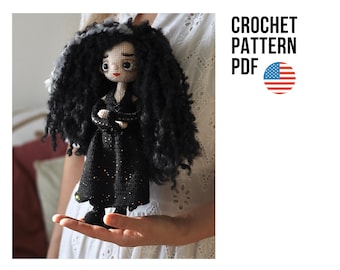 Mad Witch crochet pattern - Dark Gothic Fantasy Doll Amigurumi English tutorial (PDF)