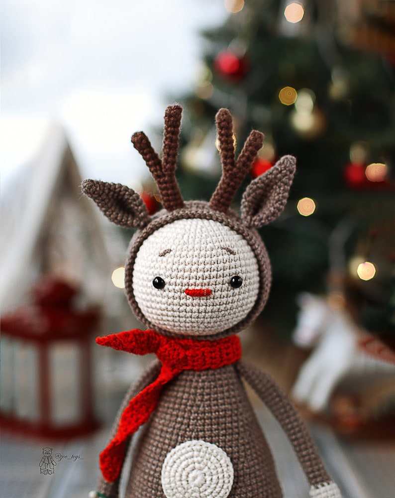 Crochet deer pattern, Christmas reindeer, Amigurumi animals image 4