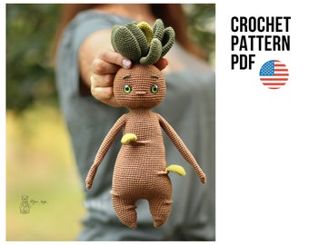 Crochet mandrake pattern. Monsters crochet pattern. Crochet screaming plant. Amigurumi toys mandrake.
