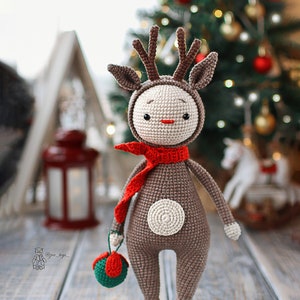 Crochet deer pattern, Christmas reindeer, Amigurumi animals image 2