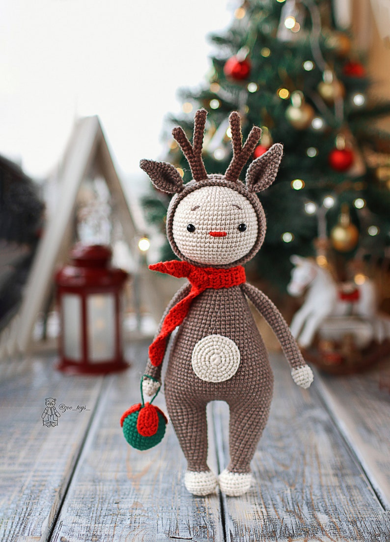 Crochet deer pattern, Christmas reindeer, Amigurumi animals image 2